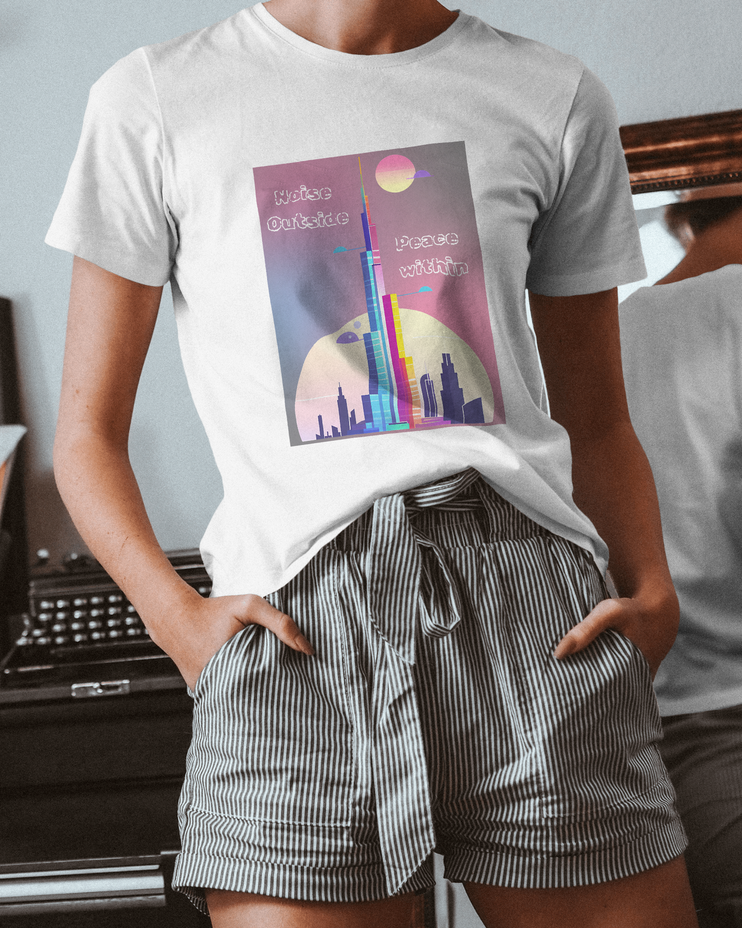 Women Basic T-Shirt - Noise outside peace Within