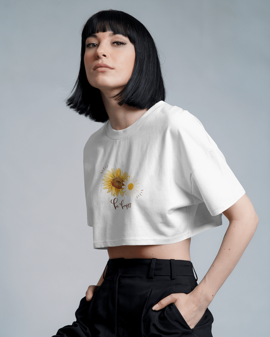 White Crop Top - Be Happy