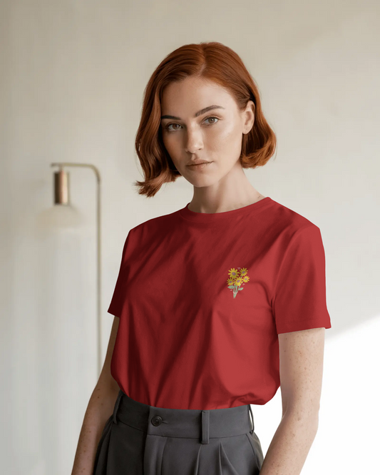 Women Basic T-Shirt - Flowers