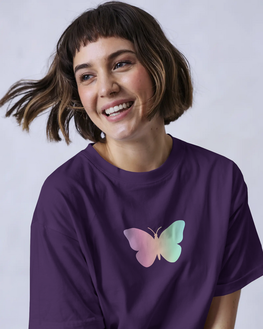 Women Basic T-Shirt - Butterfly